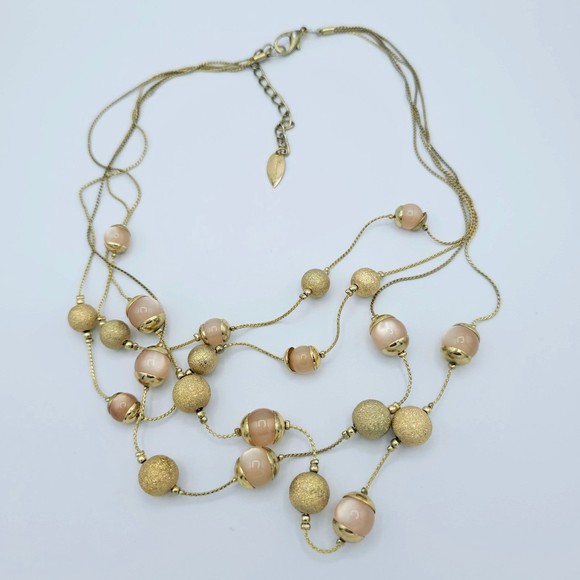 Coldwater Creek Necklace Station Glass & Goldtone Bead Layered Statement 20" - Picture 7 of 9